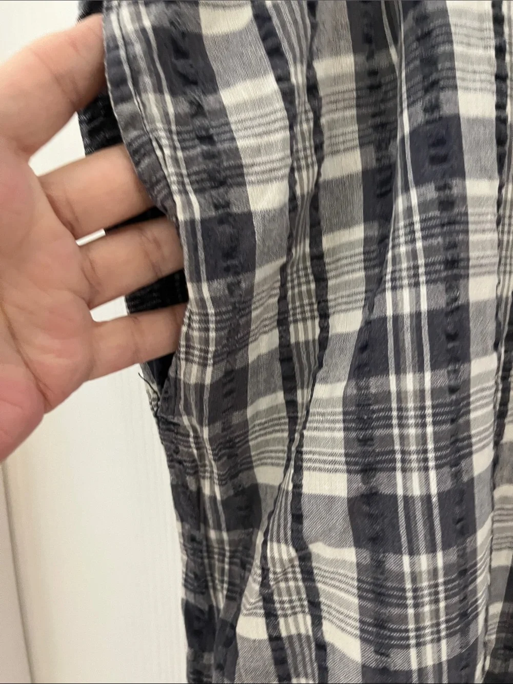 Blair 100% Cotton Charcoal and White Plaid Women’s Wide Leg Drawstring Shorts